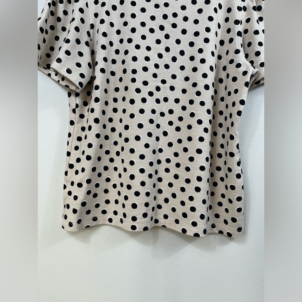 ANN TAYLOR Polka Dot Women's T-Shirt Beige and Black  Size S - Picture 4 of 12